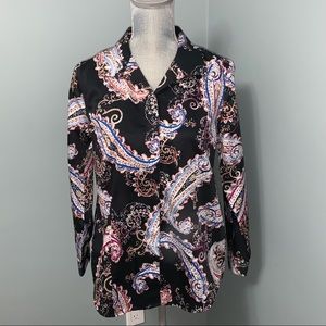 CHICO’S women’s size small no iron Paisley print Button Down shirt bohemian